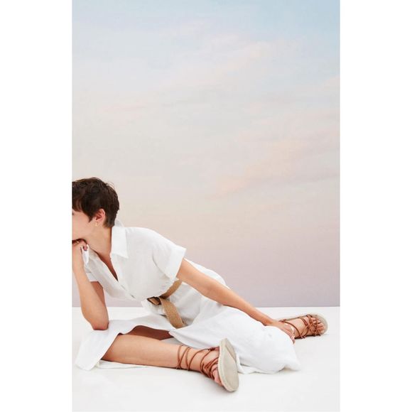 Mango Linen Shirt Dress White Size 6 - Picture 7 of 12